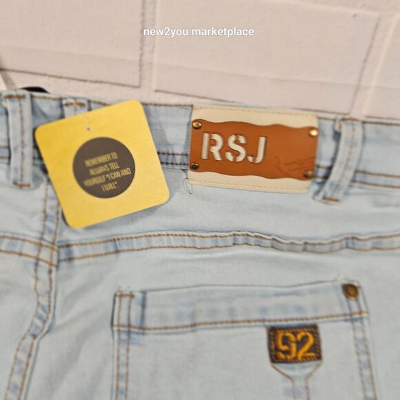 Men's Royal Spirit Denim Blue Jeans Size 36 New with tags ripped with patches - Picture 7 of 13